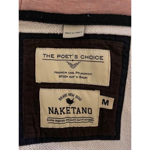 Naketano Poets Choice Full Zip Hoodie pink sailboats pockets heavyweight Medium - Picture 11 of 13